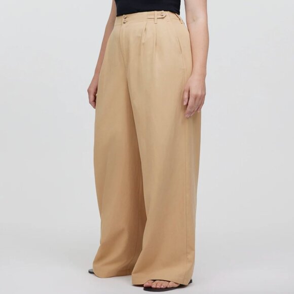 Madewell NWT The Petite Harlow Wide-Leg Pant in Khaki - Size 16P - Picture 3 of 9
